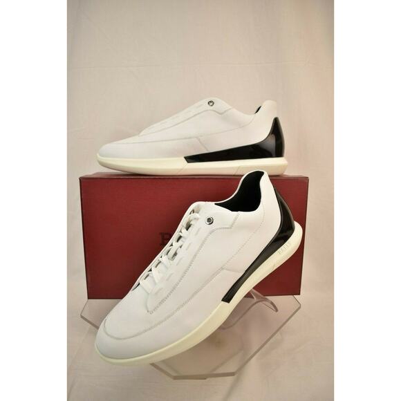 NIB BALLY AVIER WHITE LEATHER LOGO BLACK BACK LOW SNEAKERS 12 US 45 ITALY main image 6